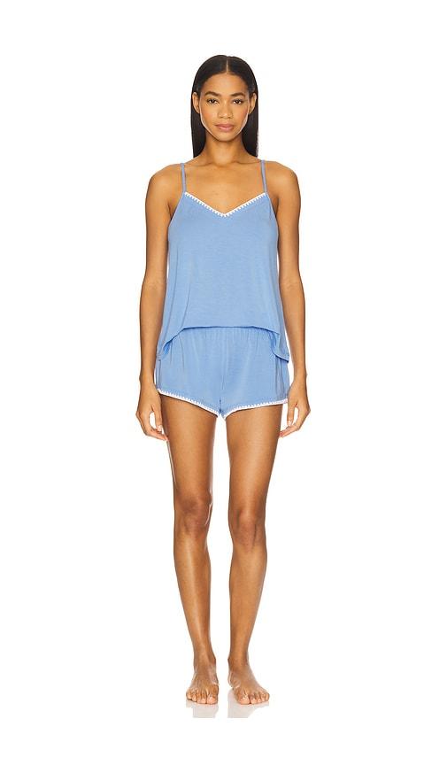 eberjey frida cami & short pj set in blue.