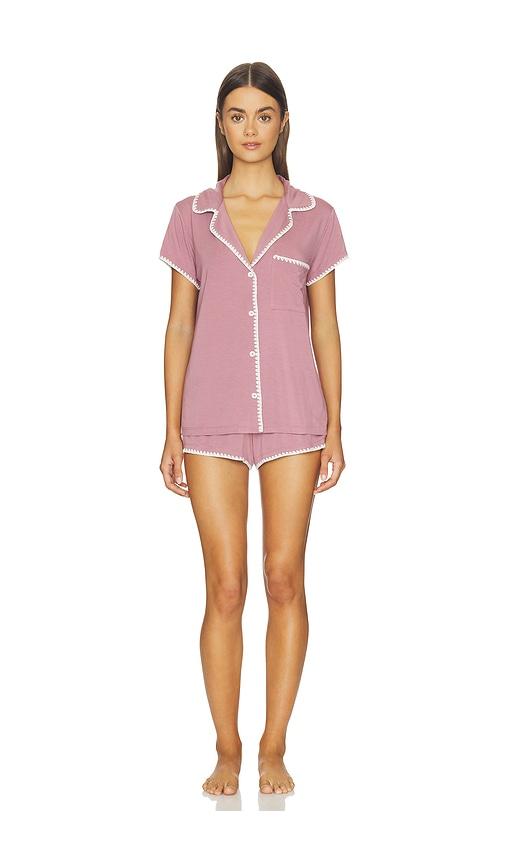 eberjey frida shortie pajama set in mauve.