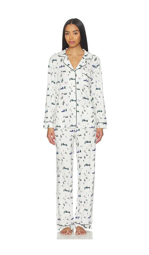 eberjey gisele printed long pj set in ivory.