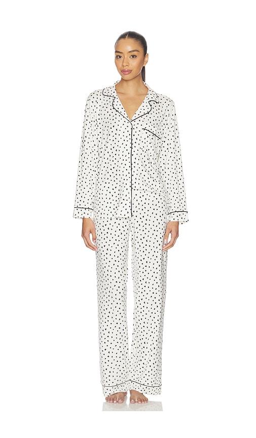 eberjey gisele printed long pj set in white.