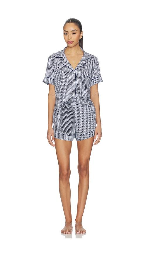 eberjey gisele printed relaxed short pajama set in navy.