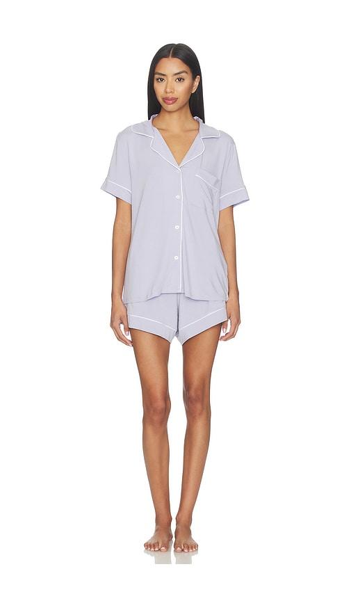 eberjey gisele relaxed short pajama set in lavender.