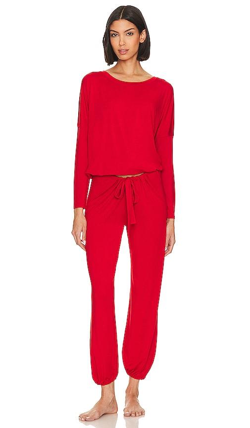 eberjey gisele slouchy pajama set in red.