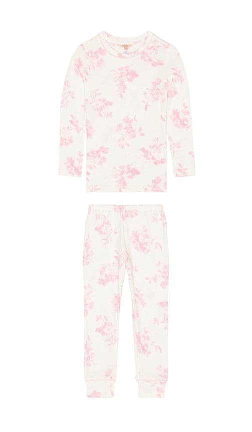 eberjey kids printed long pajama set in pink.