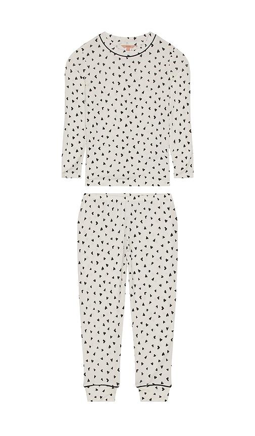 eberjey kids printed long pajama set in white.