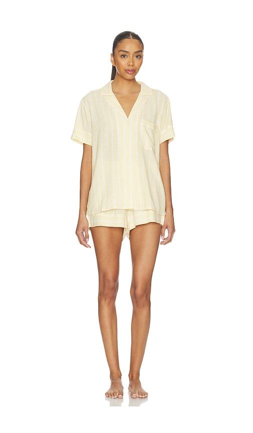 eberjey nautico shortie pj set in yellow.