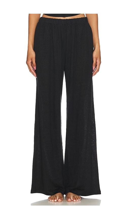 eberjey organic linen pant in black.