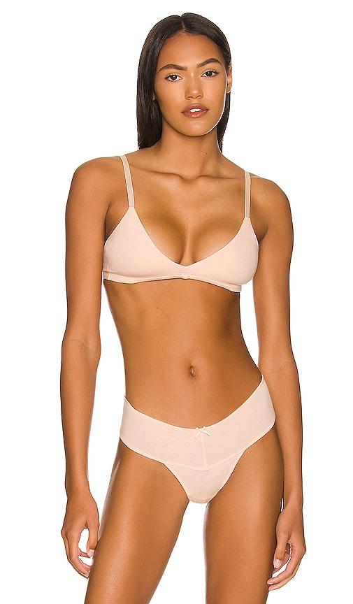 eberjey pima stretch cotton v bralette in beige.