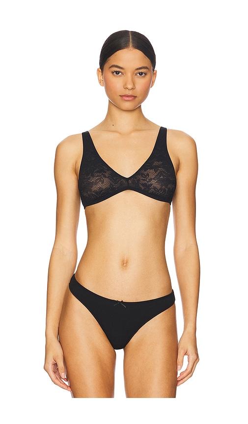 eberjey pima thong in black.