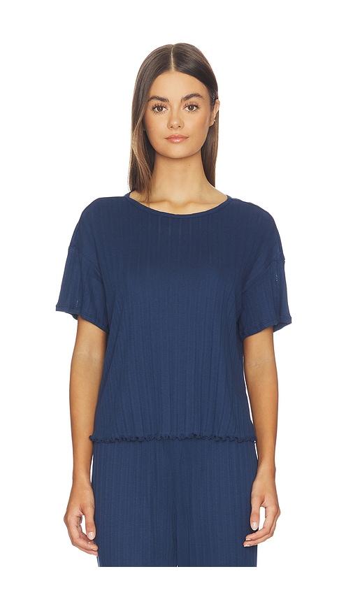 eberjey pointelle short sleeve tee in navy.