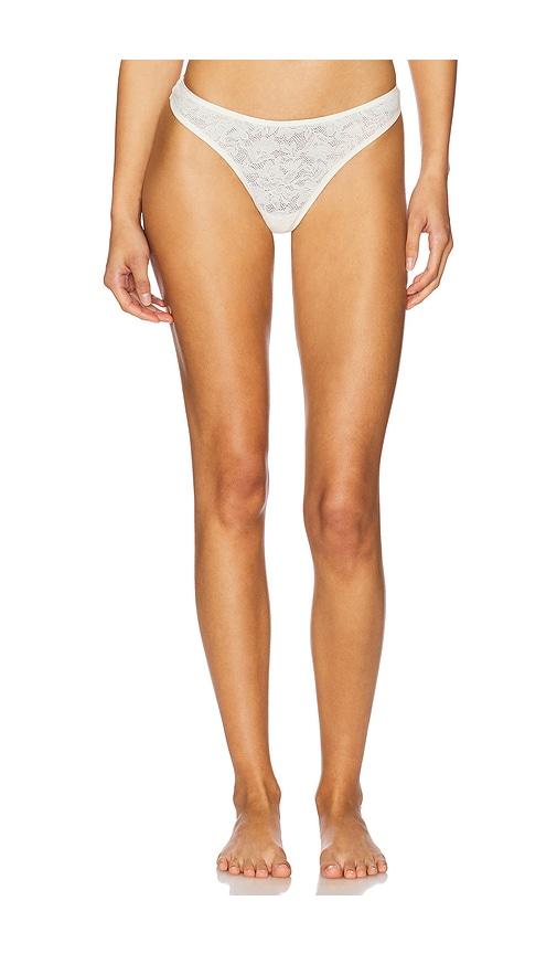eberjey recycled lace thong in ivory.