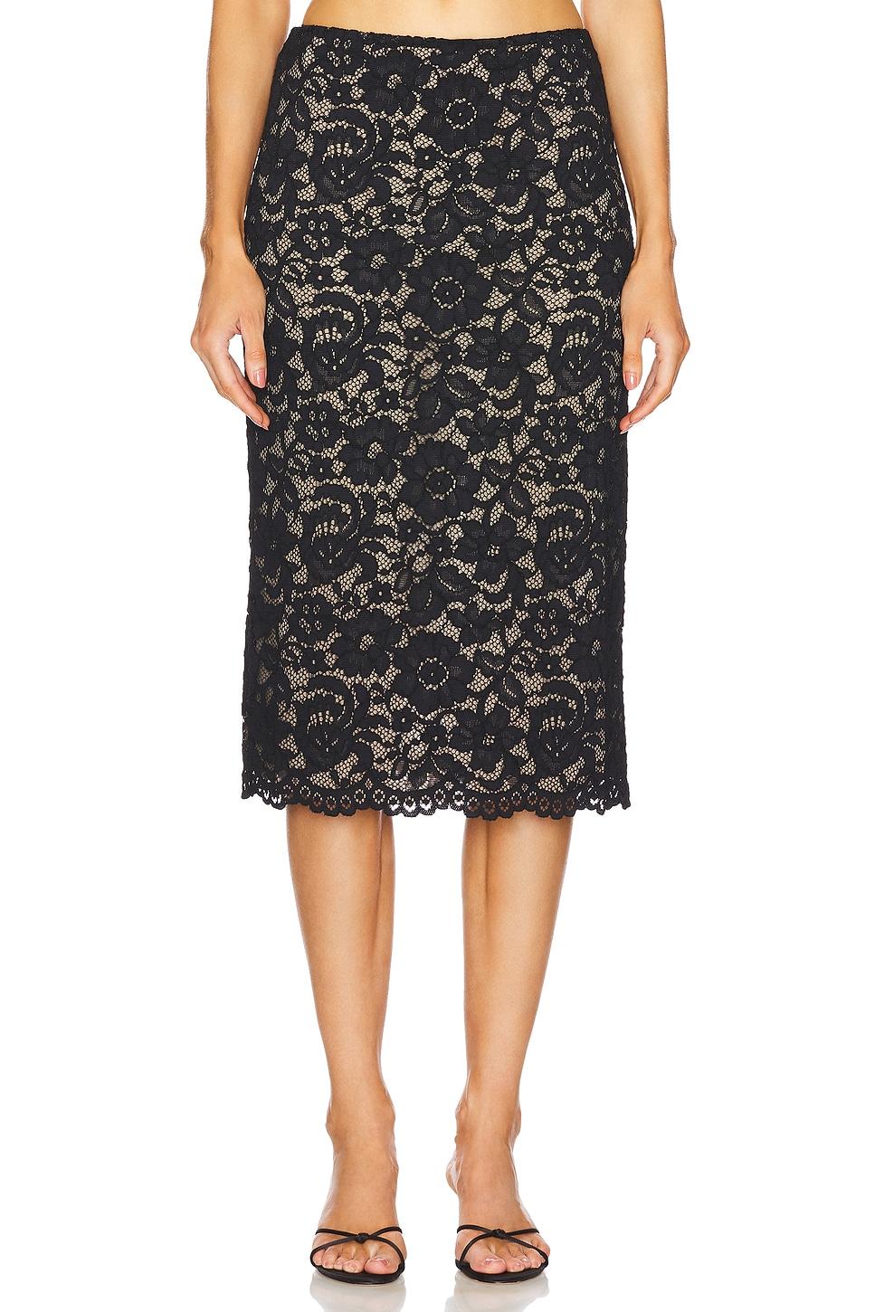 ebony midi skirt