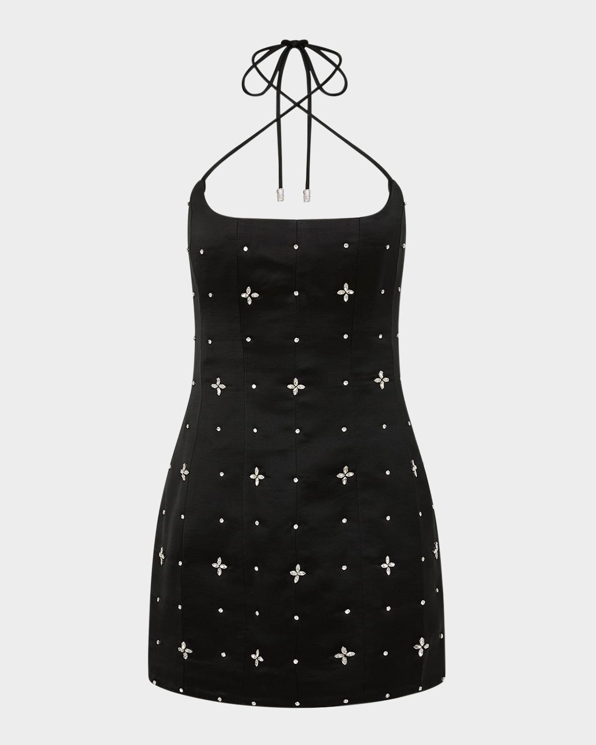 eclipse crystal-embellished halter mini dress