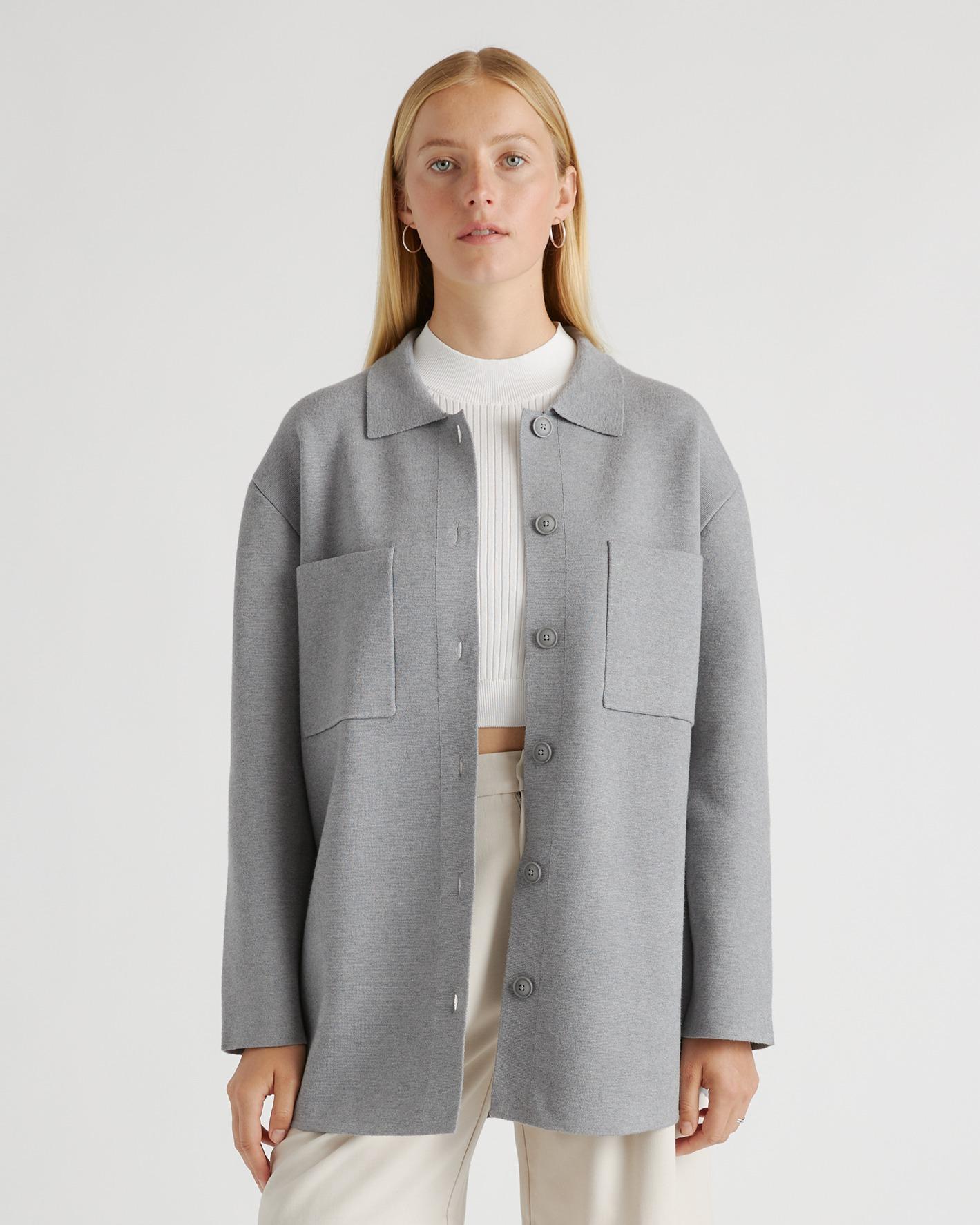 eco-knit milano stitch oversized shirt jacket