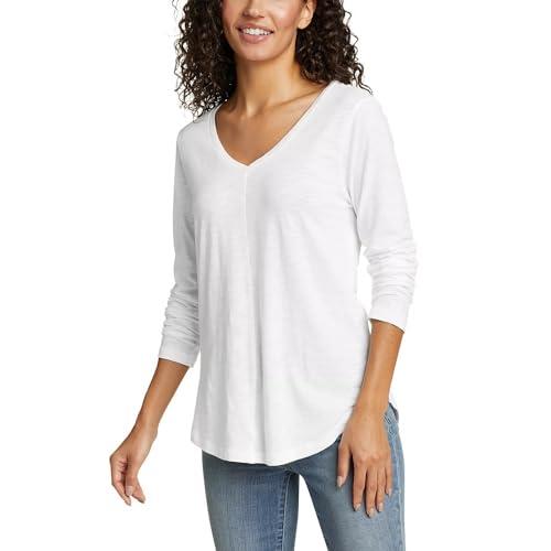 eddie bauer women's concourse long-sleeve shirt, white, medium
