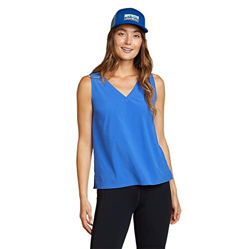 eddie bauer women's departure v-neck tank top - solid, brilliant blue, large