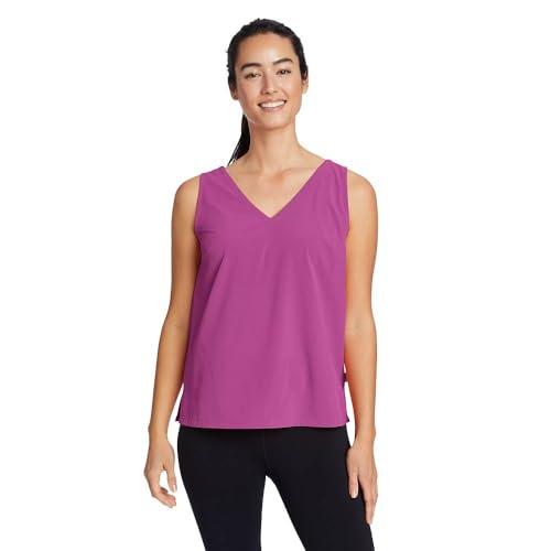 eddie bauer women's departure v-neck tank top - solid, deep magenta, large