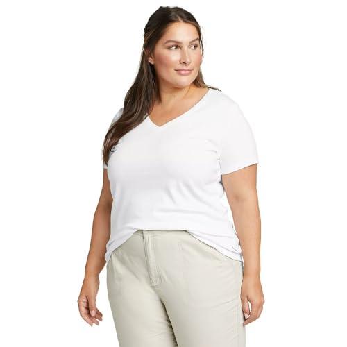 eddie bauer women's favorite short-sleeve v-neck t-shirt, white, large