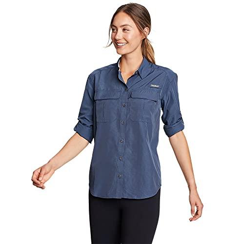 eddie bauer women's guide upf long-sleeve shirt, medium indigo, large