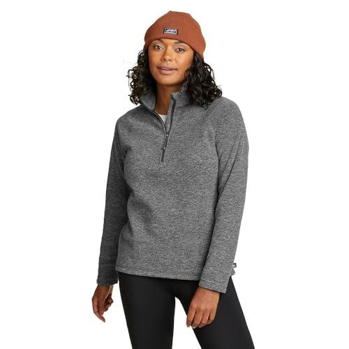 eddie bauer women's quest fleece 1/4-zip - solid, charcoal htr, large
