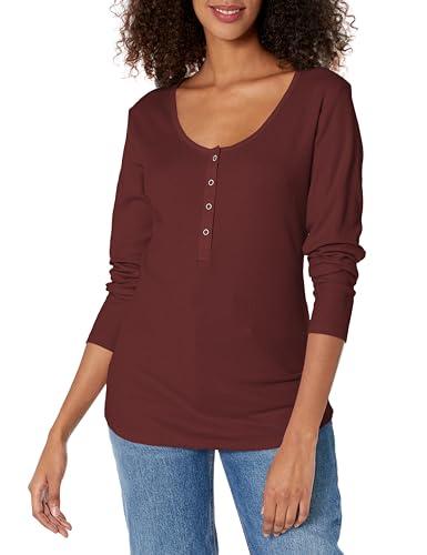 eddie bauer women's thermal snap henley, burgundy