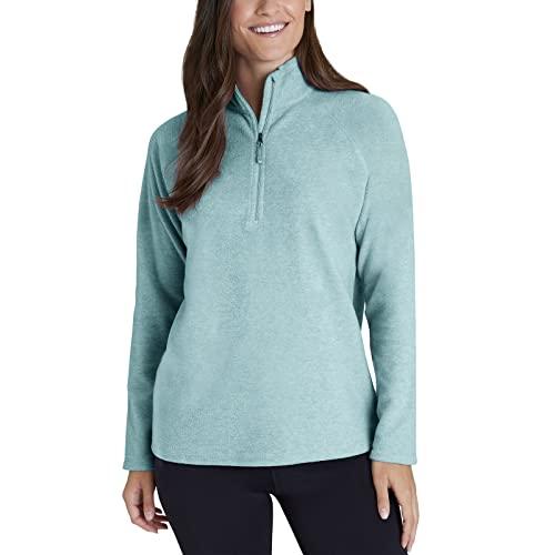 eddie bauer women's ultra soft fleece 1/4 zip long sleeve pullover top (x-large, sea blue)