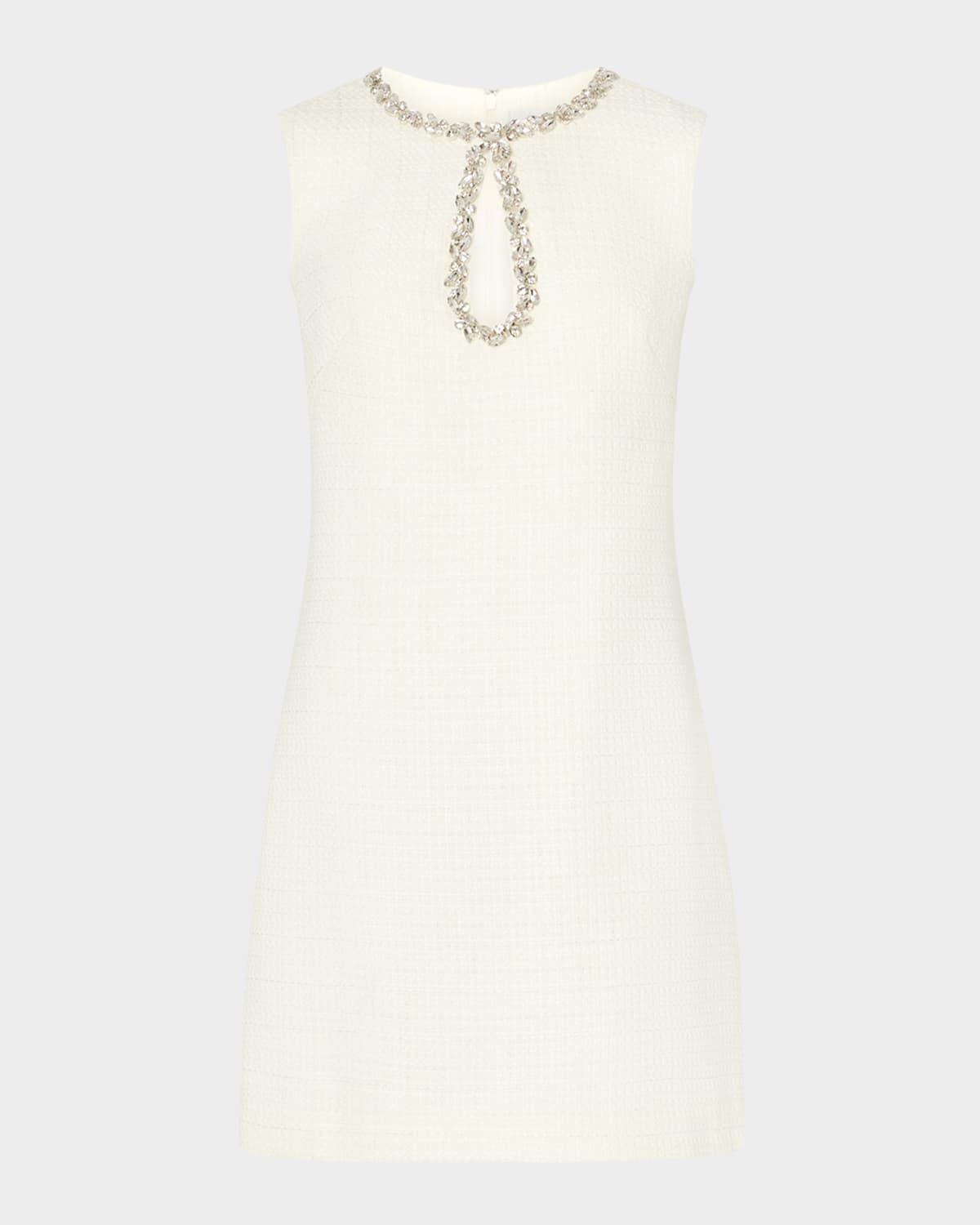 eden embellished bouclé mini dress