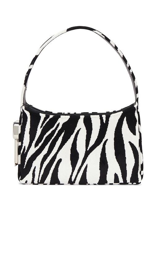 edie parker burn shoulder bag in black,white.