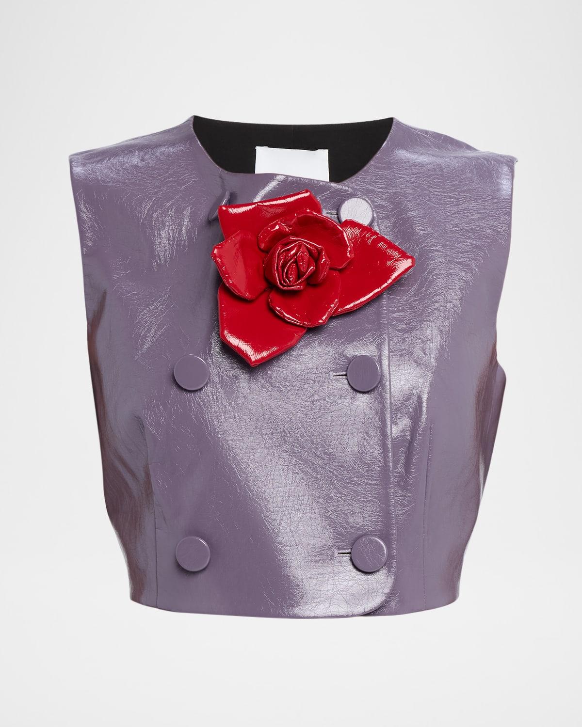 edie vegan leather crop top