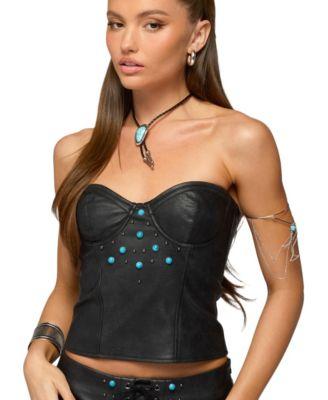edikted womens jessica cupped faux leather matching sets