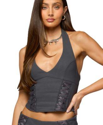 edikted womens lirah laced up matching sets