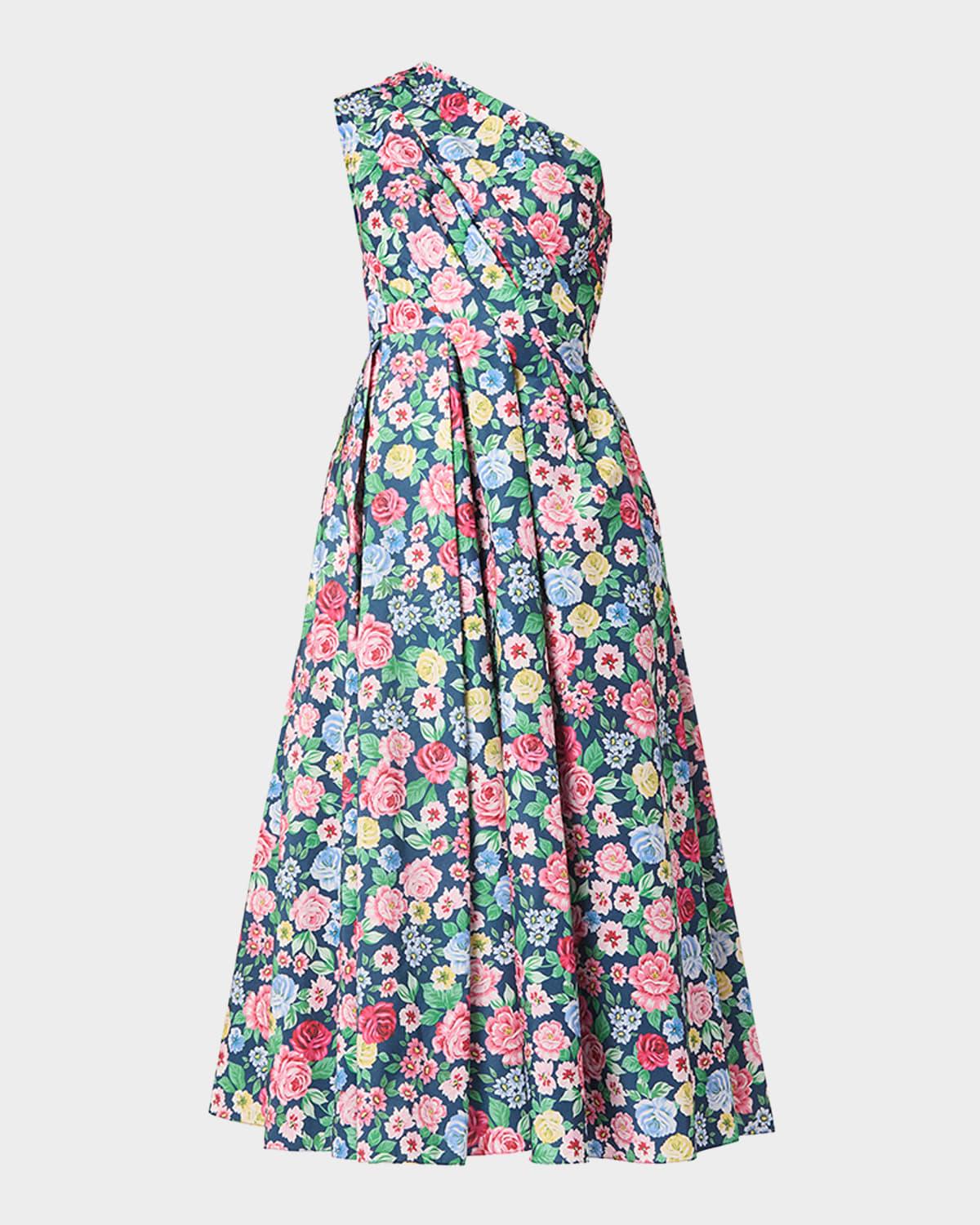 edina pleated floral-print midi dress