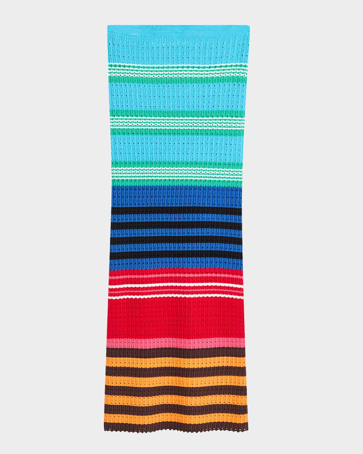 edith striped pointelle knit maxi pencil skirt