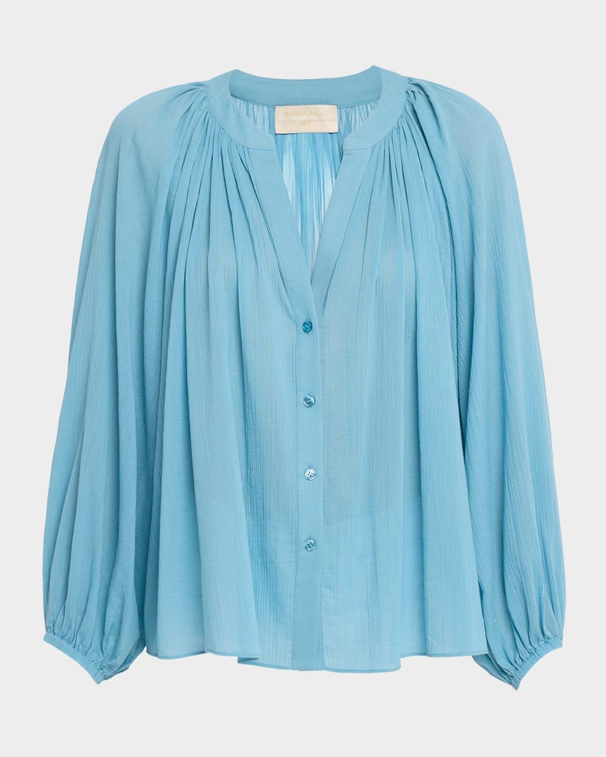 edme ruched cotton blouse