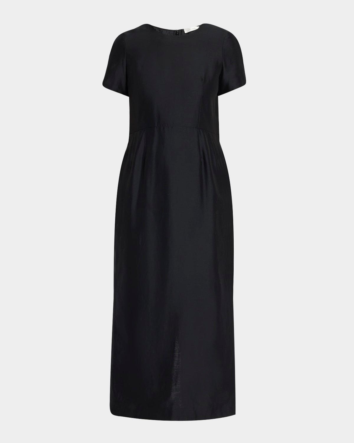edmonia short-sleeve cotton-silk midi dress