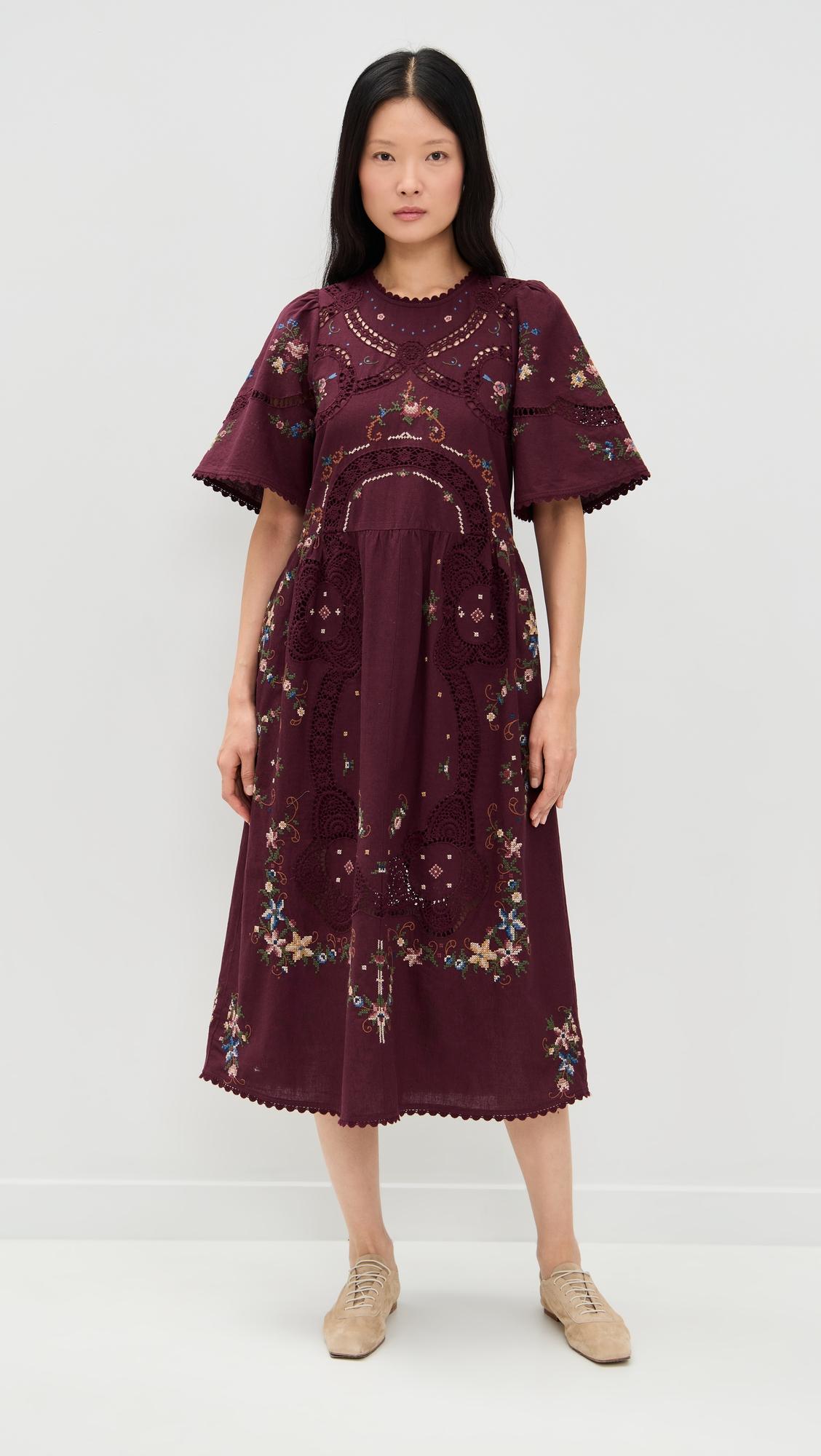 edwina embroidery short sleeve dress