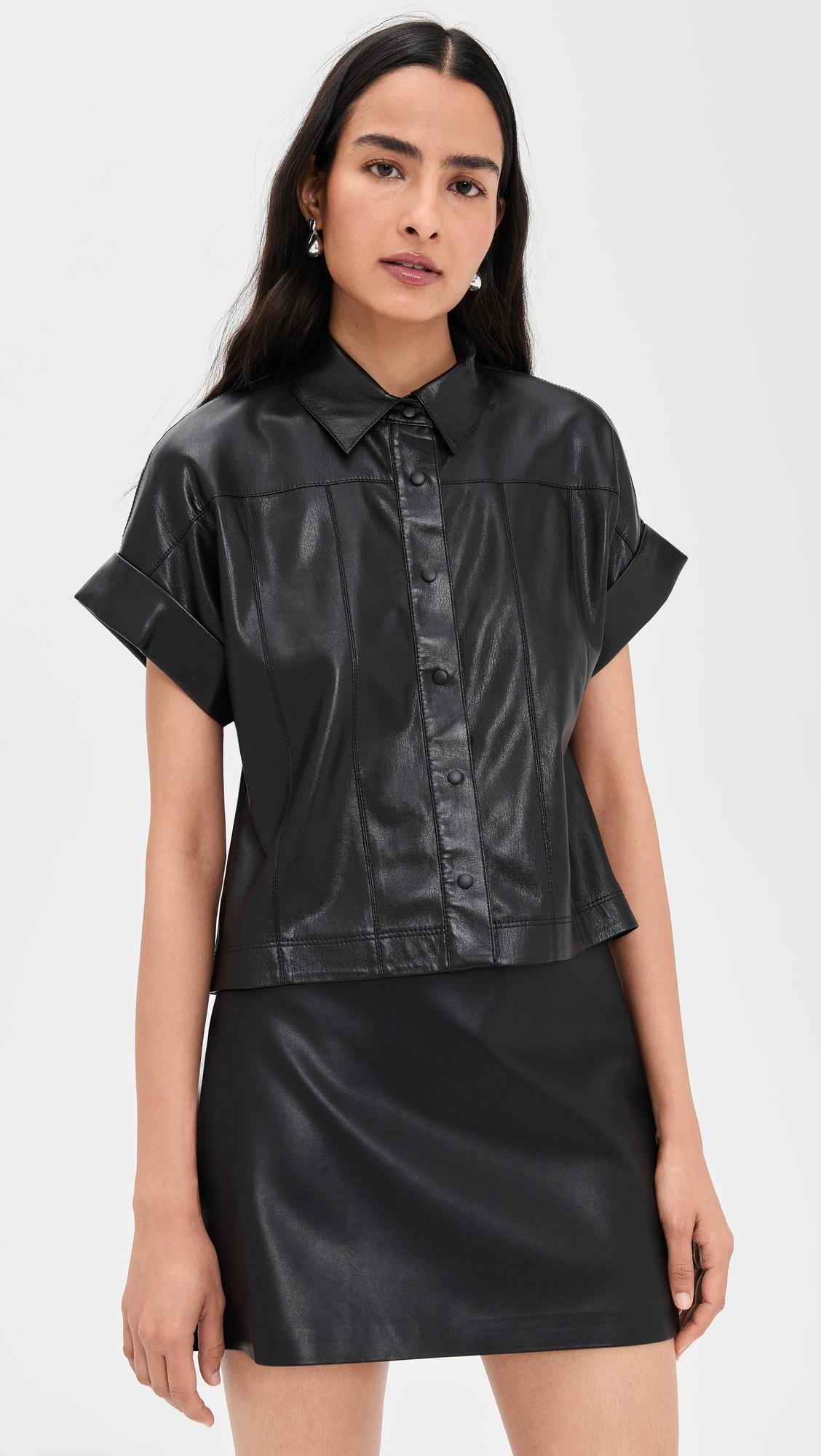 edyth vegan leather button down