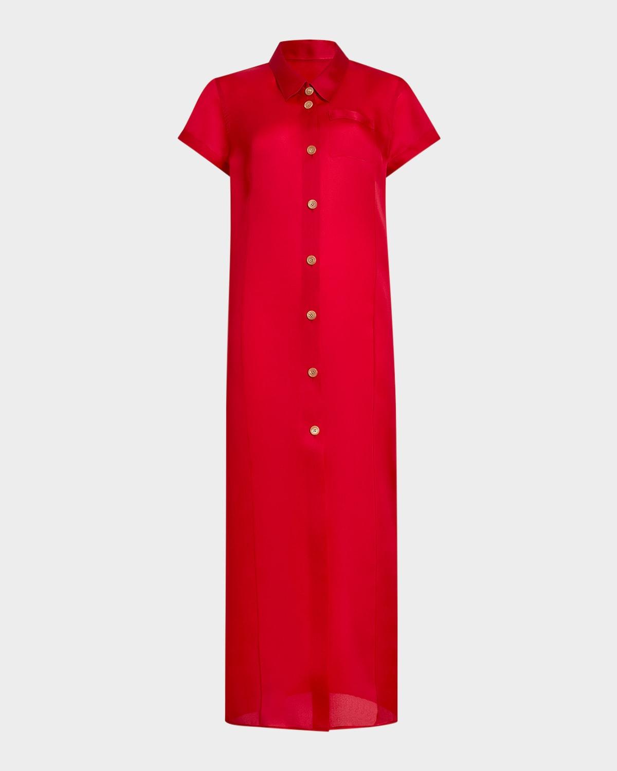 effy short-sleeve silk organza maxi dress