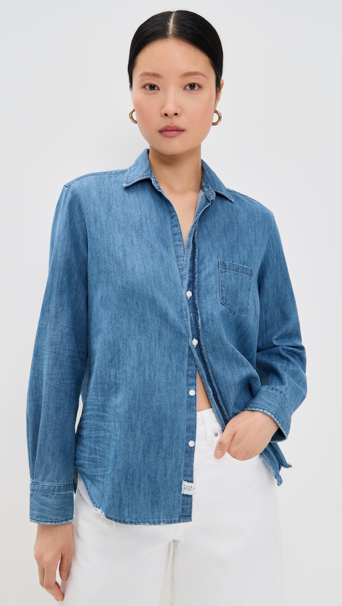 eileen denim relaxed button down shirt