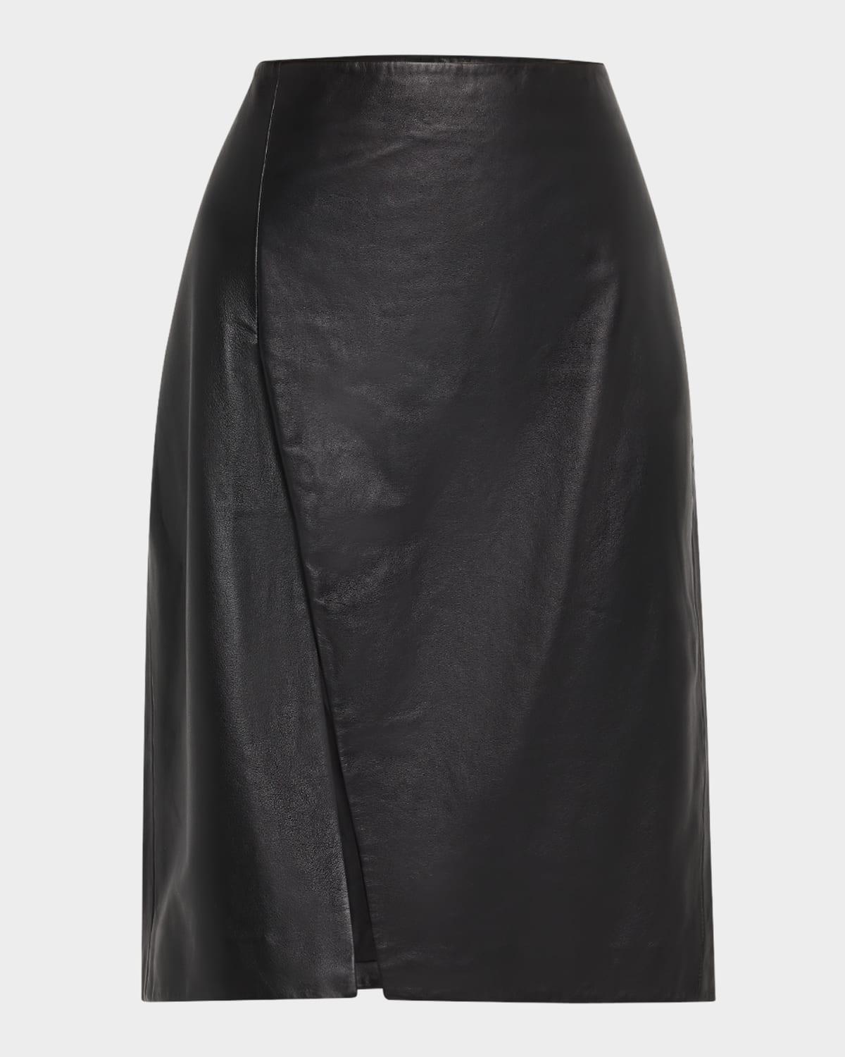 ekare slit leather pencil skirt