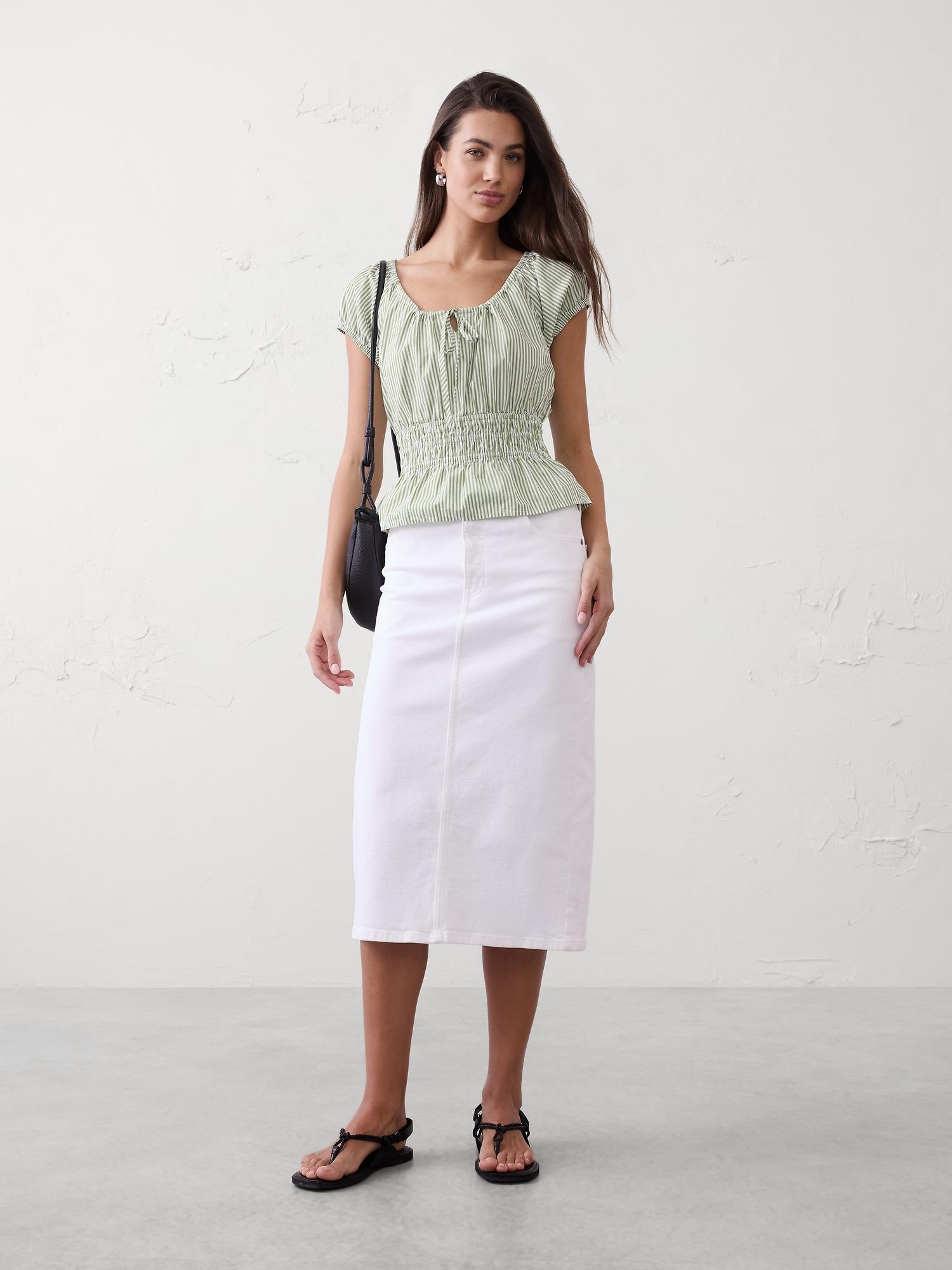 elastic scoop-neck top