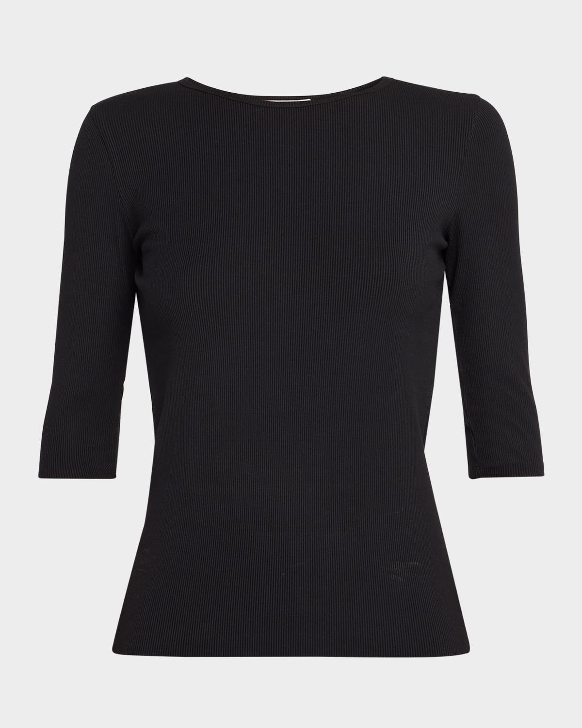 elbow-sleeve crewneck tee