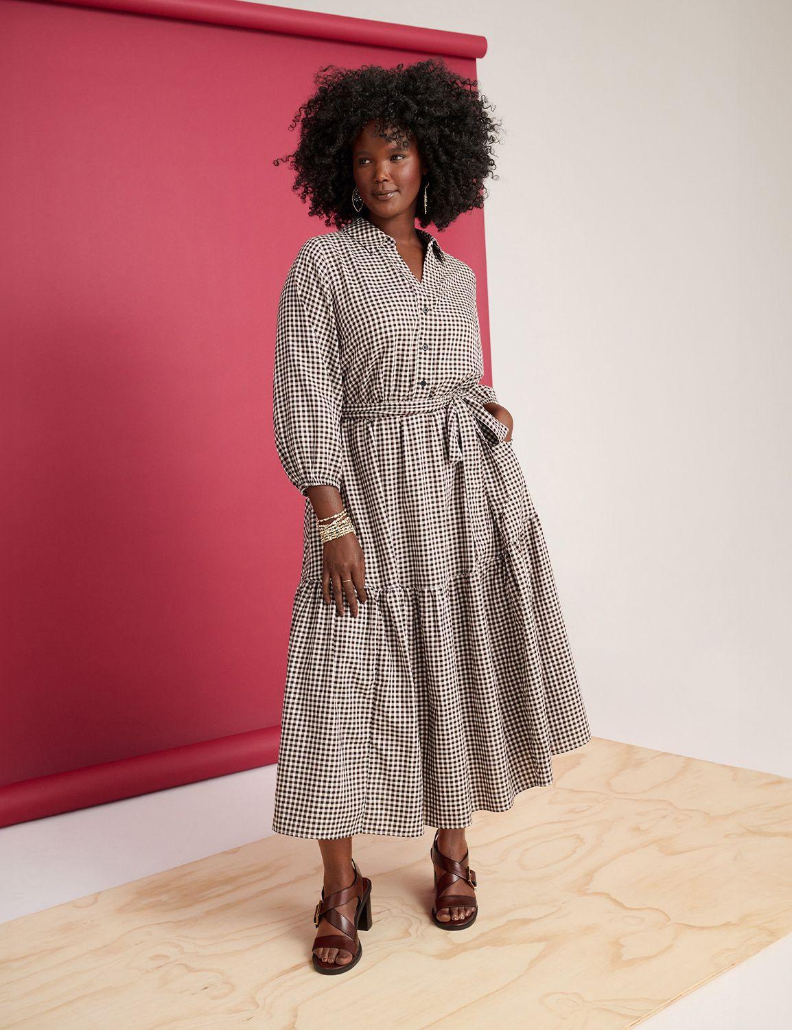 elbow-sleeve maxi shirt dress