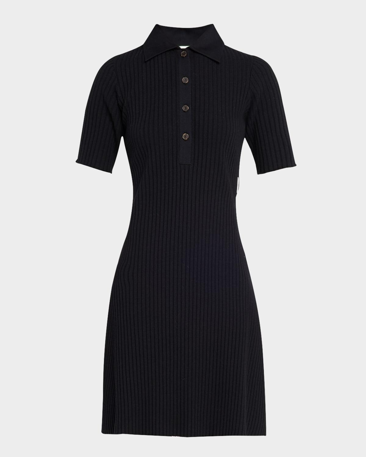 elbow-sleeve polo mini dress