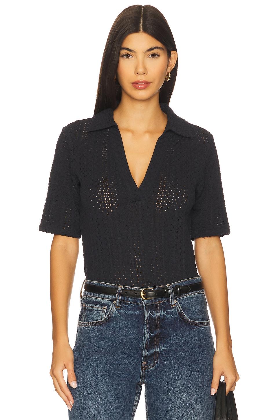 elbow sleeve polo top