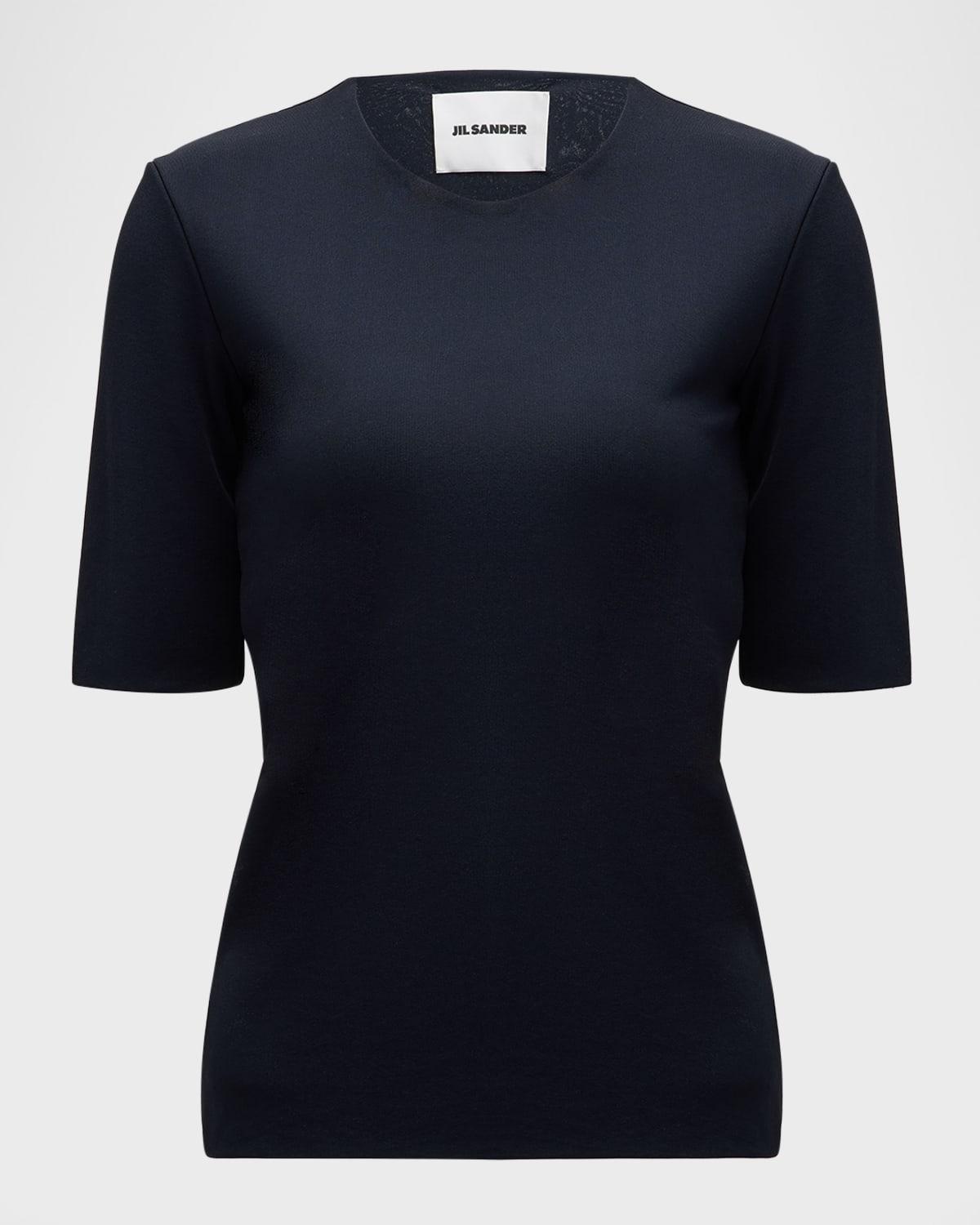 elbow-sleeve slim top