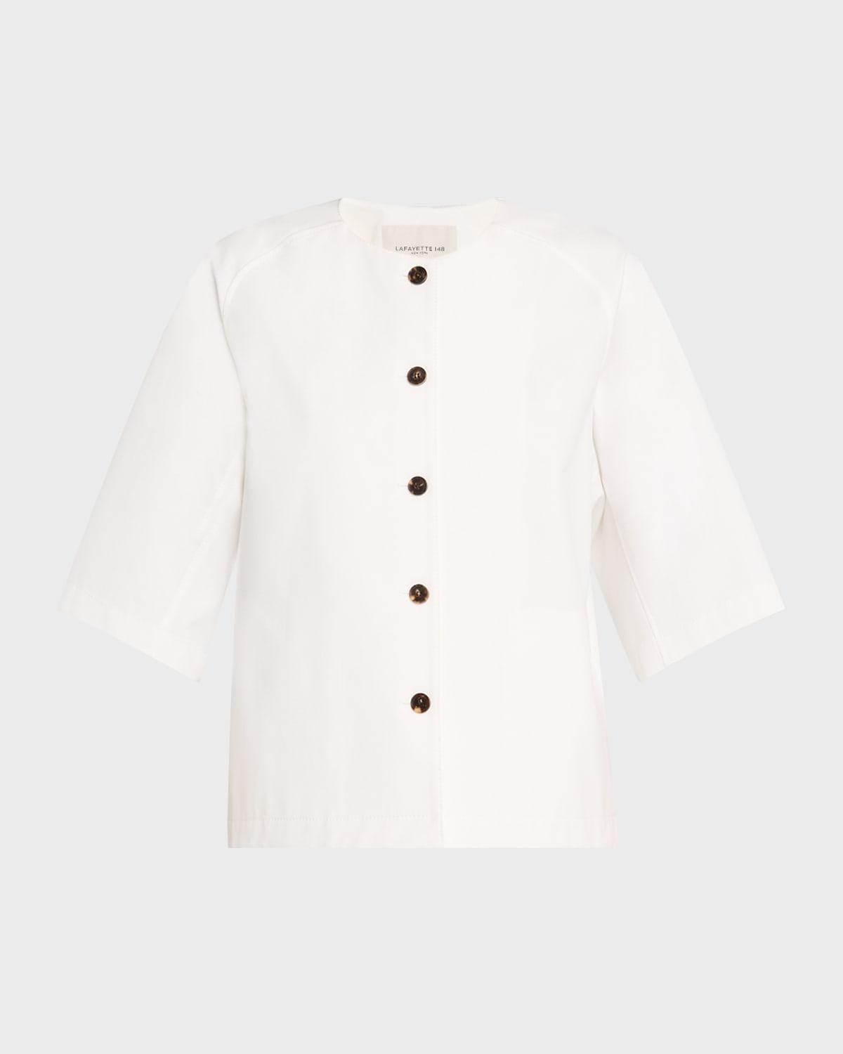 elbow-sleeve stretch twill shirt jacket