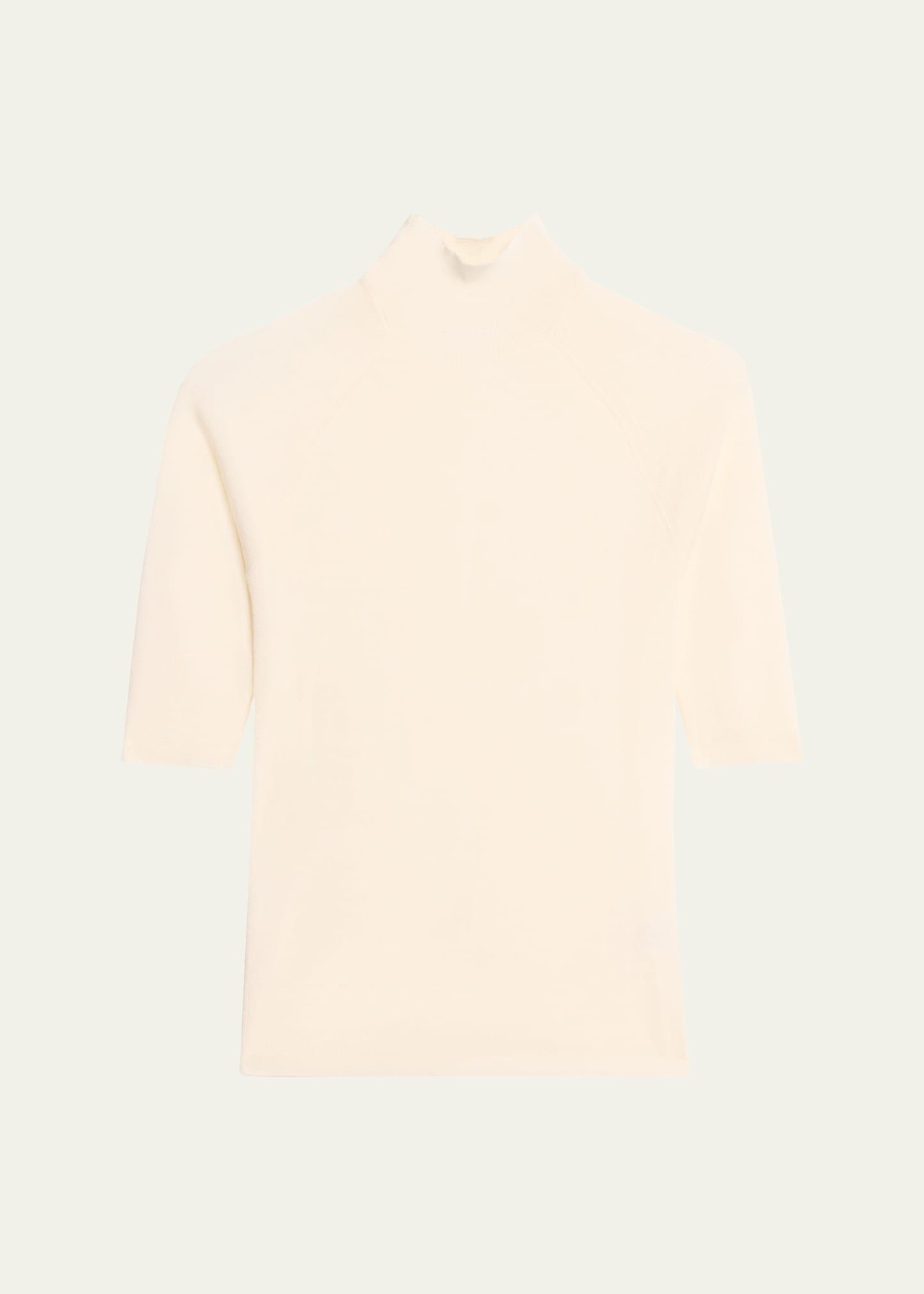elbow-sleeve turtleneck sweater