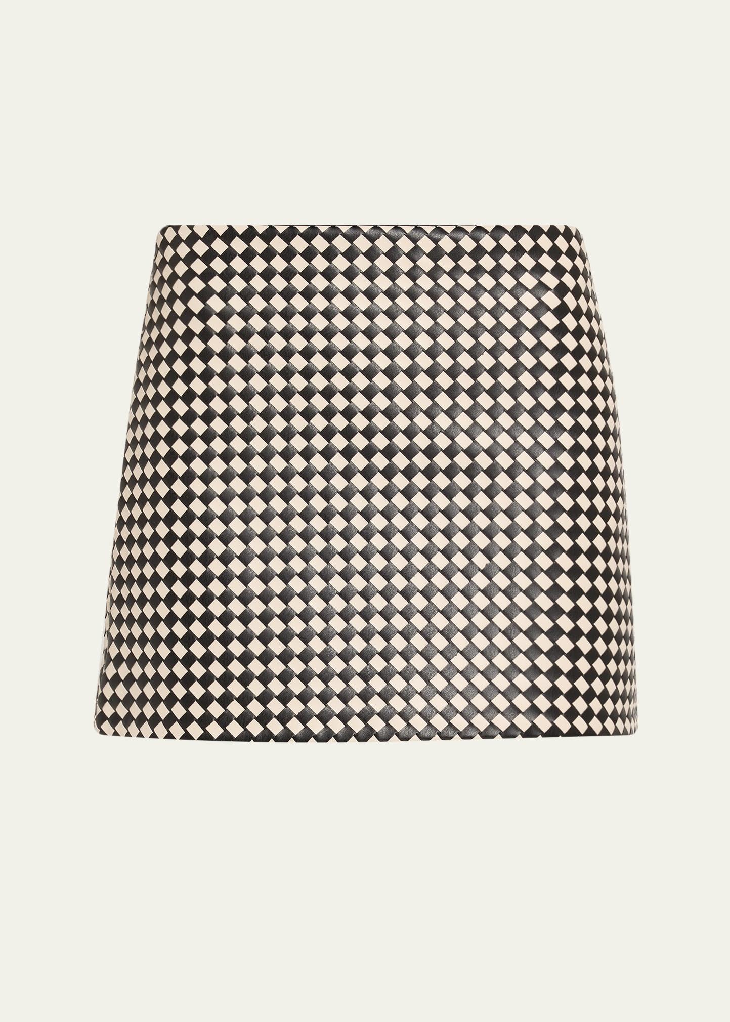eleana woven vegan leather mini skirt