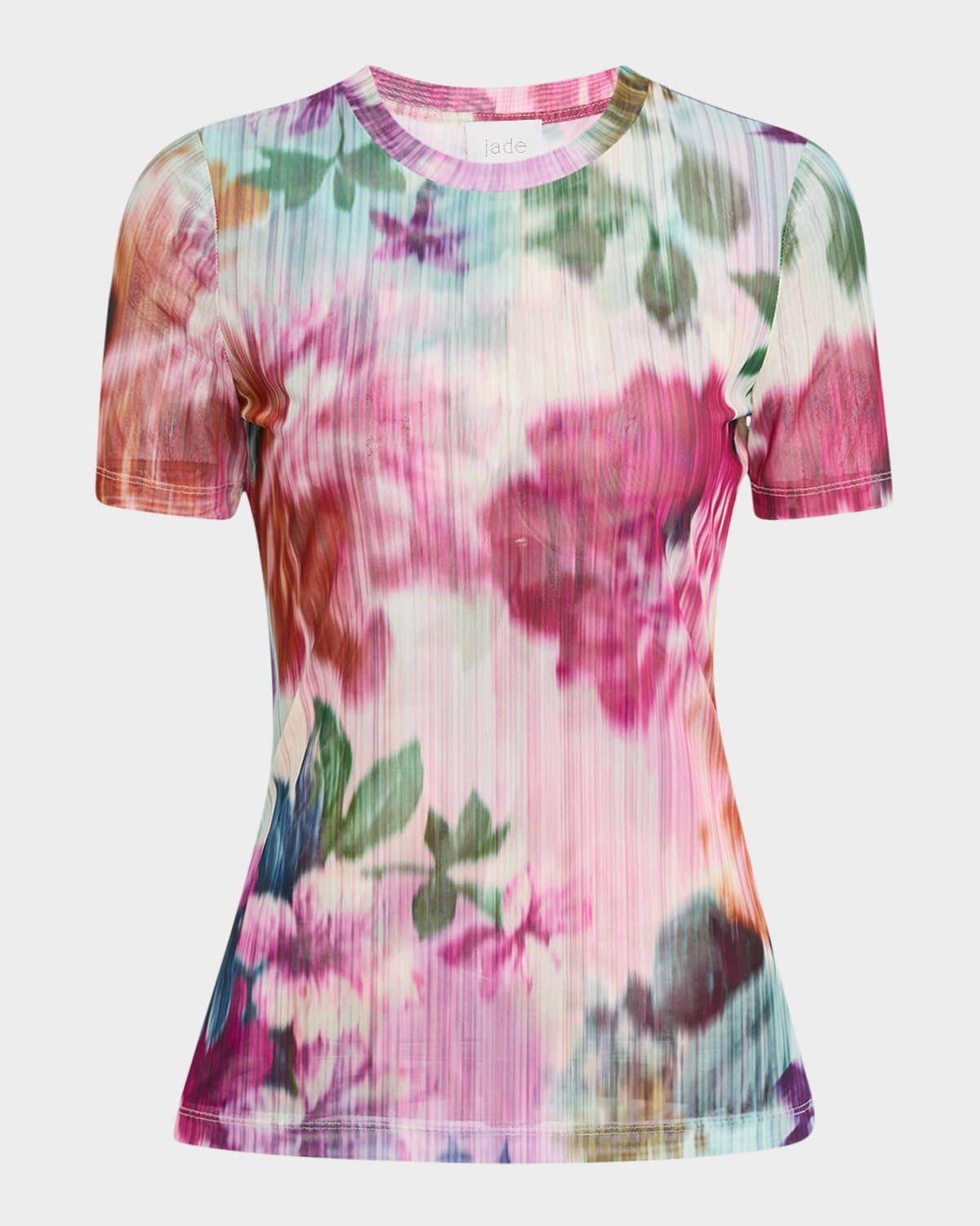 eleanor crewneck floral-print mesh tee